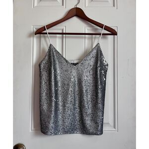David Lerner silver sequin tank top camisole small